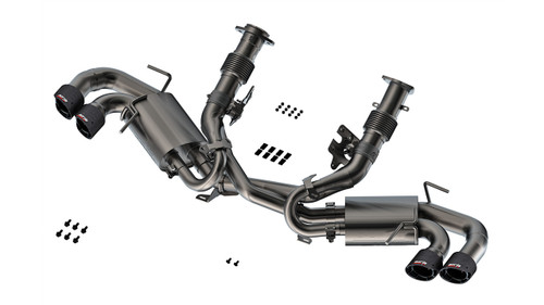 BORLA / ATAK SERIES / CAT-BACK EXHAUST SYSTEM / WITHOUT NPP VALVES / CARBON FIBER TIPS (140841CF) *** CHEVROLET CORVETTE C8 (2020-2024) 6.2L ENGINE