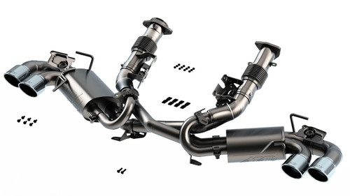 BORLA / S-TYPE SERIES / CAT-BACK EXHAUST SYSTEM / WITH NPP VALVES / STAINLESS CHROME TIPS (140838) *** CHEVROLET CORVETTE C8 (2020-2024) 6.2L ENGINE