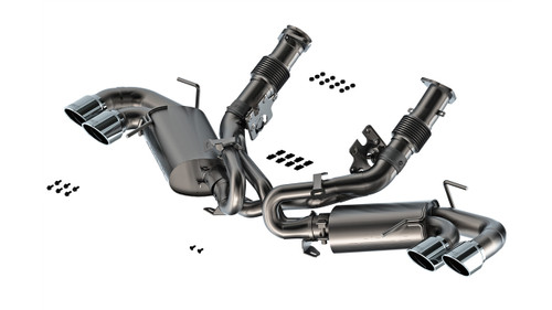 BORLA / S-TYPE SERIES / CAT-BACK EXHAUST SYSTEM / WITHOUT NPP VALVES / STAINLESS CHROME TIPS (140840) *** CHEVROLET CORVETTE C8 (2020-2024) 6.2L ENGINE