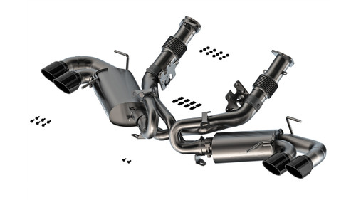 BORLA / S-TYPE SERIES / CAT-BACK EXHAUST SYSTEM / WITHOUT NPP VALVES / BLACK CHROME TIPS (140840BC) *** CHEVROLET CORVETTE C8 (2020-2024) 6.2L ENGINE