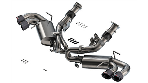 BORLA / S-TYPE SERIES / CAT-BACK EXHAUST SYSTEM / WITHOUT NPP VALVES / CARBON FIBER TIPS (140840CF) *** CHEVROLET CORVETTE C8 (2020-2024) 6.2L ENGINE