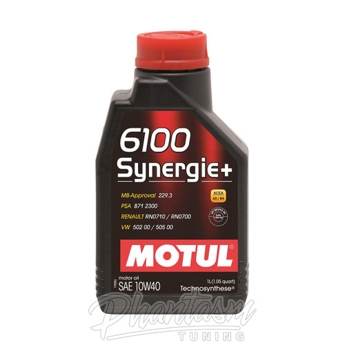 MOTUL (SAE 10W-40) 6100 SYNERGIE PLUS / SYNTHETIC MOTOR OIL (108646-1) *** 1 LITER (1.05 QUART) SOLD AS SINGLES