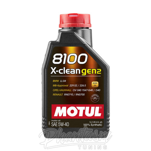 MOTUL (SAE 5W-40) 8100 X-CLEAN GEN2 / SYNTHETIC MOTOR OIL (109761-1) *** 1 LITER (1.05 QUART) SOLD AS SINGLES