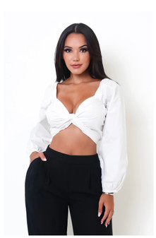 Davia Long Sleeve White Top