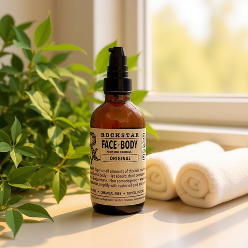 Rockstar Face & Body Oil ~ Original | 100% plant-based face & body oil for healthy, glowing skin. Rockstar Face & Body Oil ~ Original | 100% plant-based face & body oil for healthy, glowing skin.