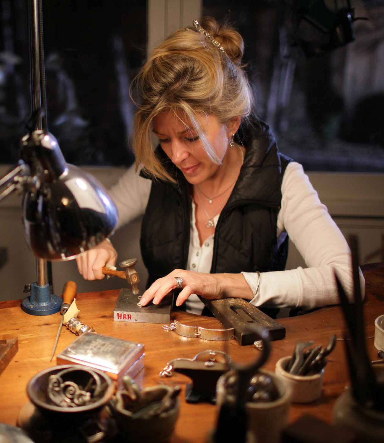 Rockstar Blends founder hand forging silver jewelry, San Diego, California