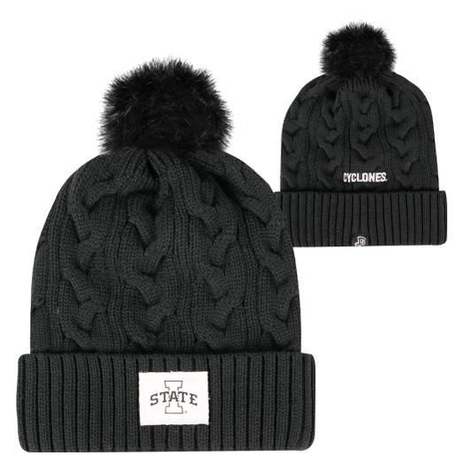 The Mizzou Store - Grey Marled Cable Knit Mizzou Beanie Pom