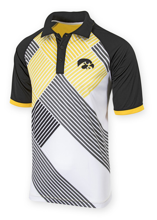 Iowa Hawkeyes Black & Gold Birdseye Mesh Polo - Harris