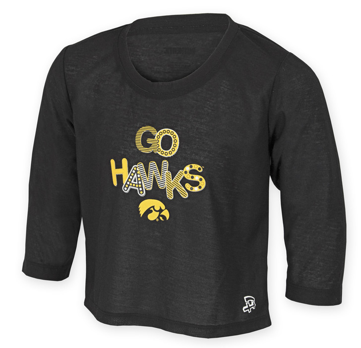 Iowa Hawkeyes Black Youth Long Sleeve with Shoulder Patches - Jacob