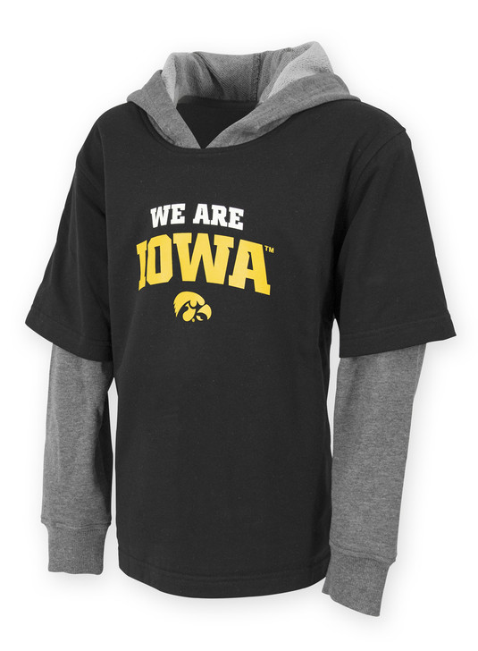 Iowa Hawkeyes Black & Grey Youth T-Shirt Hoodie - Samuel