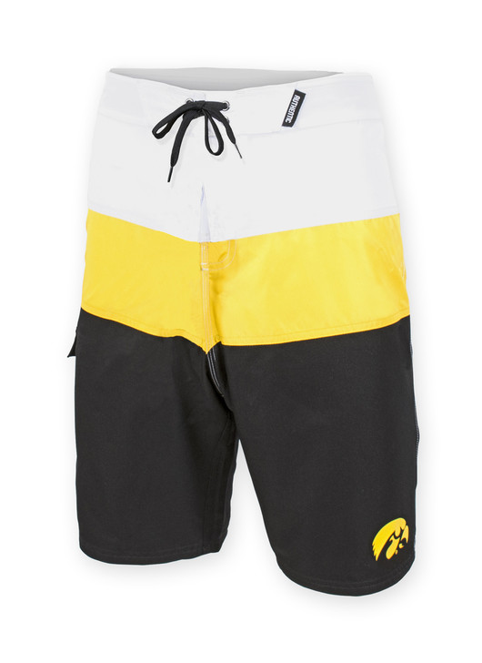 Iowa Hawkeyes Black, Gold, & White Board Shorts - Aaron
