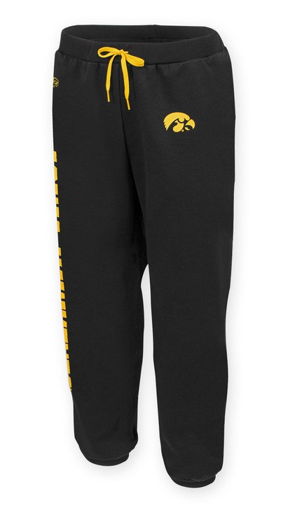 Iowa Hawkeyes Men's Black and Gold Sweatpants - Deklan