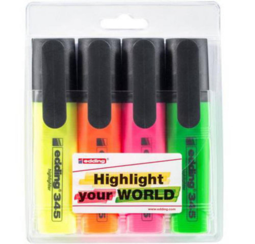 Tekstmarker 345 Edding Assortert 4pk Tekstmarker 345 Edding Assortert 4pk