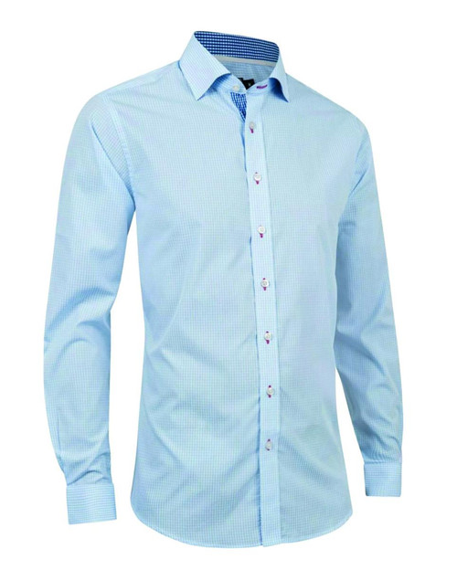Skjorte Tracker Cotton Blend Regular lysblårutet str M Skjorte Tracker Cotton Blend Regular lysblårutet str M