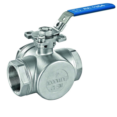 1/4"  kuleventil 3-veis l-løp SIP 113-s-110BSP  AISI 316