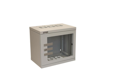 Veggskap 19" 15U Z-box D=40 glass dør Grå