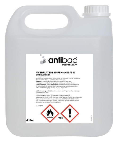 Overflatedesinfeksjon 75% Antibac 750ml Overflatedesinfeksjon 75% Antibac 750ml