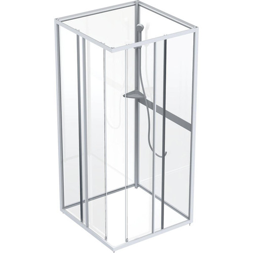 PB Next overdel klart glass 90x90. hvit styren bakvegg PB Next overdel klart glass 90x90. hvit styren bakvegg