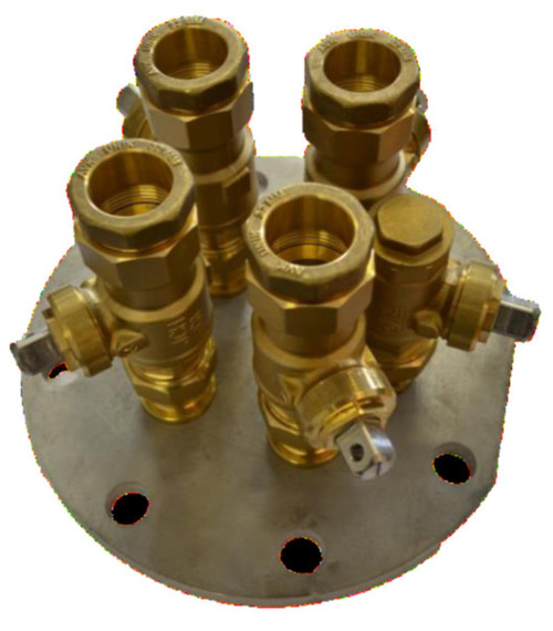 DN200 Samleflens 6 uttak 32mm Messing dreneringsventiler AVK