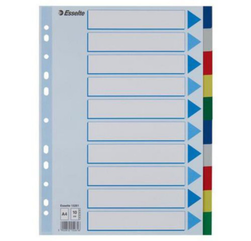 Skilleblad 10-delt Plast Esselte A4 5-farger Skilleblad 10-delt Plast Esselte A4 5-farger