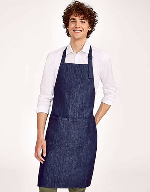 Denim Bib Apron Grant With Pocket