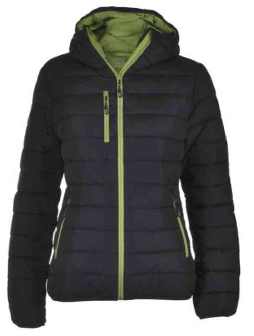 Jakke vattert dame BS Tyin Grafitt/Limegrønn