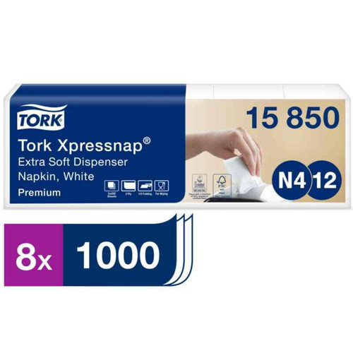 Dispenserserviett N4 Tork Hvit 15850