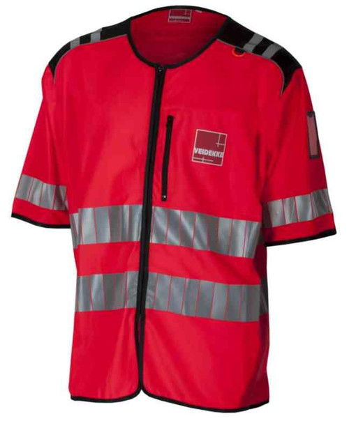 Refleksvest Veidekke HiVis kl.3 rød/svart str S Refleksvest Veidekke HiVis kl.3 rød/svart str S