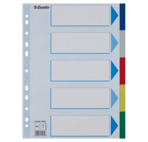 Skilleblad 5-delt Plast Esselte A4 5-farger Skilleblad 5-delt Plast Esselte A4 5-farger