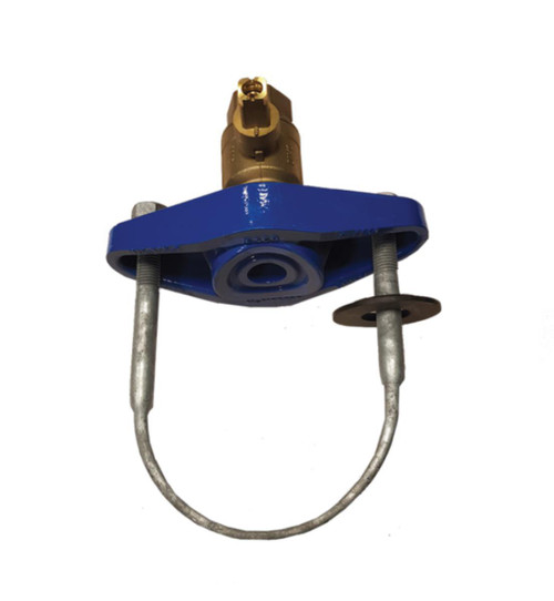 DN100 x 1½" Anboringsklammer m/ventil m/VZ bøyle. 122mm.