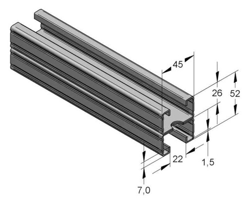 Skinne 45/52 1.5  6 mtr 