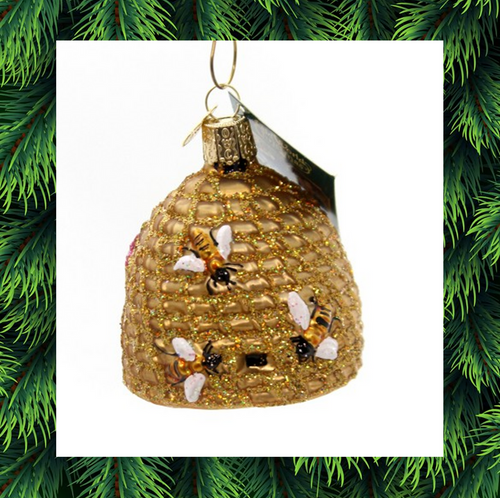 Old World Christmas Honey Bee Skep Christmas Tree Ornament  Santas Christmas World Free USA shipping orders over $35