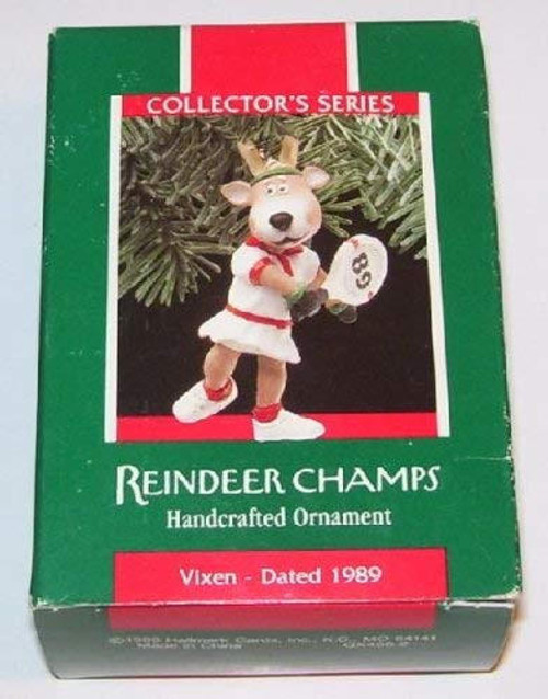  Hallmark Ornament Reindeer Champs Vixen 1989  Santas Christmas World Free Shipping over 35 dollar orders