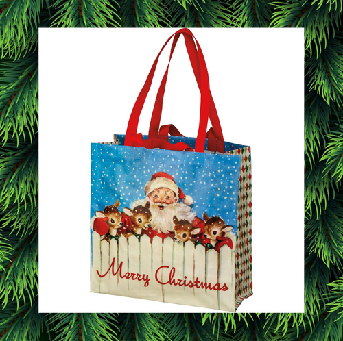 Primitives by Kathy Santa and Friends Market Tote  Santas Christmas World Free USA shipping orders over $35