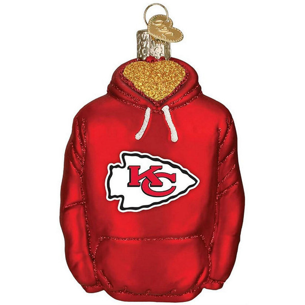 Old World Christmas Kansas City Chiefs Hoodie Christmas Tree Ornament  Santas Christmas World Free Shipping over 35 dollar orders