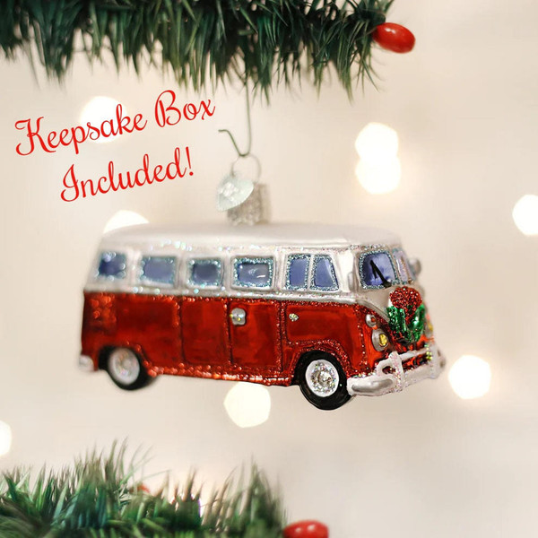  Camper Van Christmas Tree Ornament With Keepsake Box | Old World Christmas | Free USA Shipping!  Santas Christmas World Free Shipping over 35 dollar orders