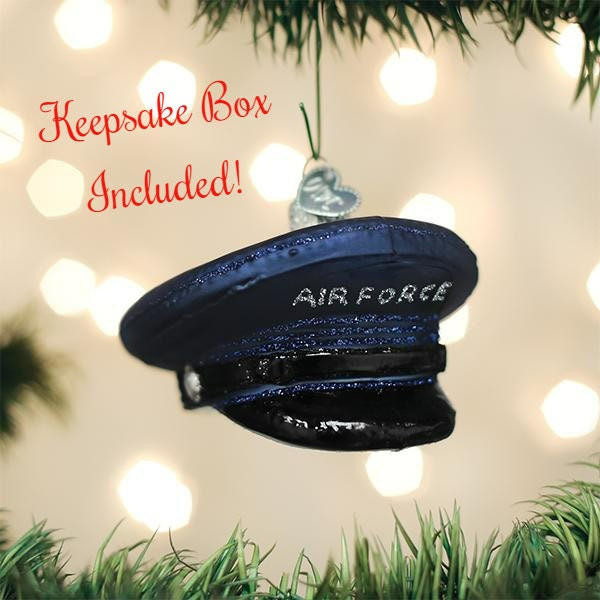  Air Force Cap Christmas Tree Ornament With Keepsake Box | Old World Christmas | Free USA Shipping!  Santas Christmas World Free Shipping over 35 dollar orders