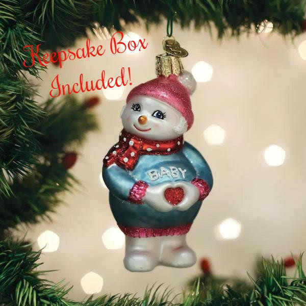  Expectant Snowlady Christmas Tree Ornament With Keepsake Box | Old World Christmas | Free USA Shipping!  Santas Christmas World Free Shipping over 35 dollar orders