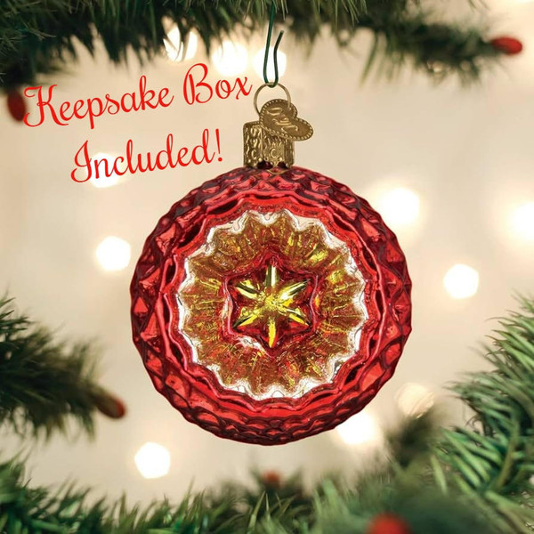  Faceted Crimson Reflection Vintage Style Christmas Tree Ornament With Keepsake Box | Old World Christmas | Free USA Shipping!  Santas Christmas World Free Shipping over 35 dollar orders