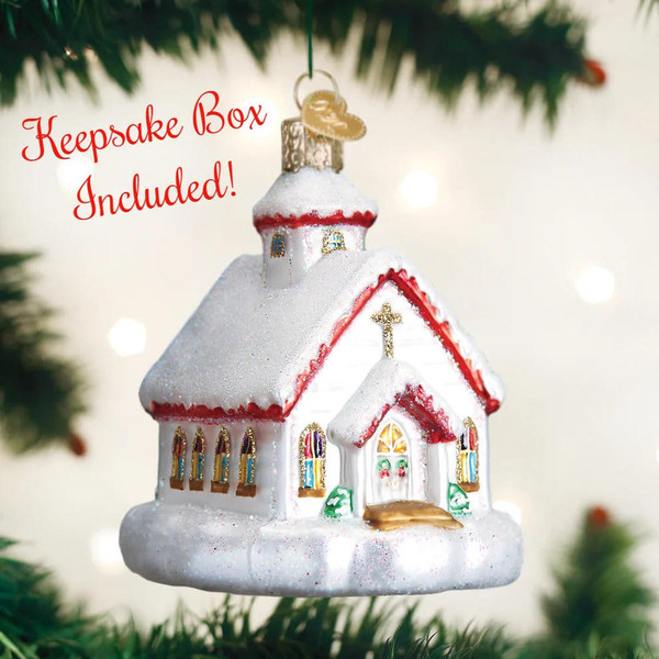  Country Church Christmas Tree Ornament With Keepsake Box | Old World Christmas | Free USA Shipping!  Santas Christmas World Free Shipping over 35 dollar orders
