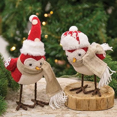 Birds of a Father  “Winter Holiday” Red White Felt Winter Bird | Santa's Holiday Christmas World