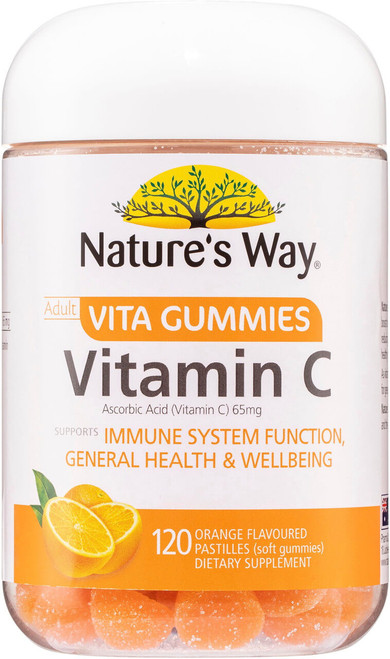 Nature's Way Vitamin C 120 Adult Vita Gummies x 3 Pack with ascorbic acid supports immune system function and antioxidant health = 360 Gummies