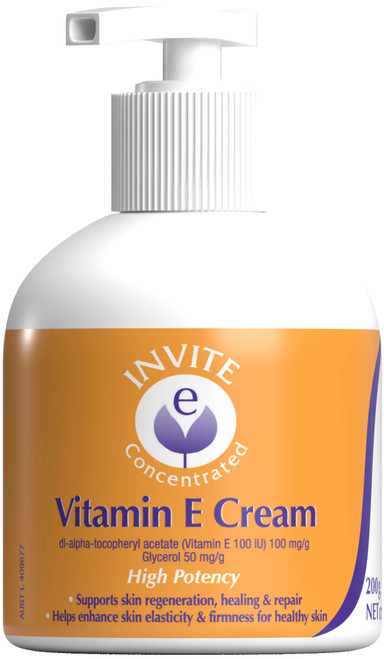 Invite E Vitamin E Cream 200g pump pack x 3 Pack = 600g