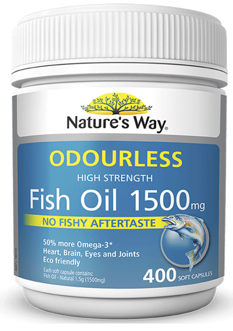 Fish Oil Odourless 1500mg 200 Caps x 2 Pack Nature's Way