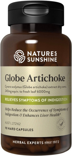 Natures Sunshine Globe Artichoke 6000mg 90 Caps for liver support, indigestion and bloating relief
