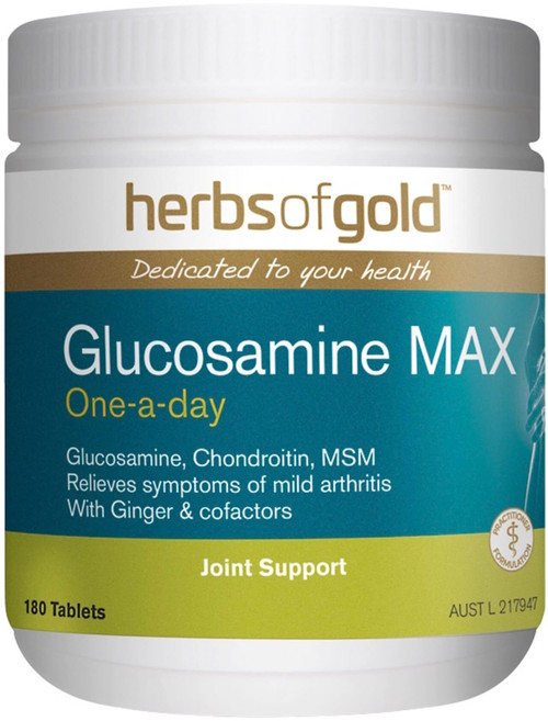 Herbs of Gold Glucosamine MAX 180 Tablets supporting joint mobility, cartilage health & mild osteoarthritis relief