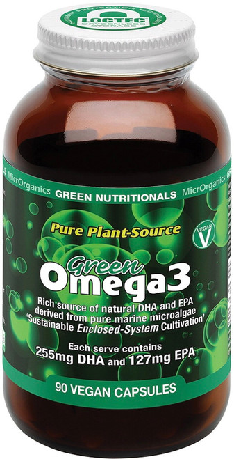 Green Nutritionals Pure Plant Source Green Omega 3 Oil 90 Caps microalgae source of DHA and EPA for heart, brain and eye health