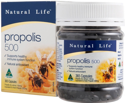 Natural Life Propolis 500mg 365 Caps with Propolis extract for immune health, antioxidant protection & general wellbeing