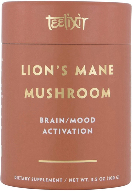 Teelixir Organic Lion's Mane Mushroom 100g with organic Lion's Mane mushroom extract supports cognitive clarity and brain health