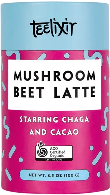 Teelixir Organic Mushroom Beet Latte Starring Chaga and Cacao 100g with organic beet powder and Chaga mushroom supports wellness and circulation